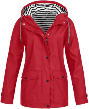 Women's Rain Jacket Waterproof Hooded Windbreaker Lightweight Trench Coat Active Outdoor Raincoat With Hood