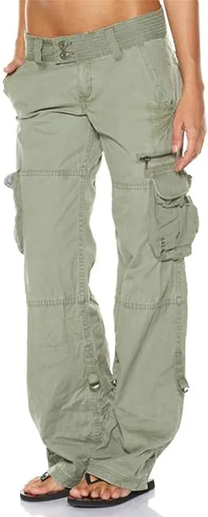 Women's Tactical Active Loose Multi-Pockets Cargo Pants Casual Combat Military Trouser