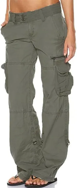 Women's Tactical Active Loose Multi-Pockets Cargo Pants Casual Combat Military Trouser