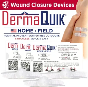 Wound Closure Strips – 3 Pack Patented Laceration Strips, Upgrade from Small Butterfly Bandages for Wound Closure, Breathable, Zip Stitchless Kit for Kids to Elderly – Home & Field Use