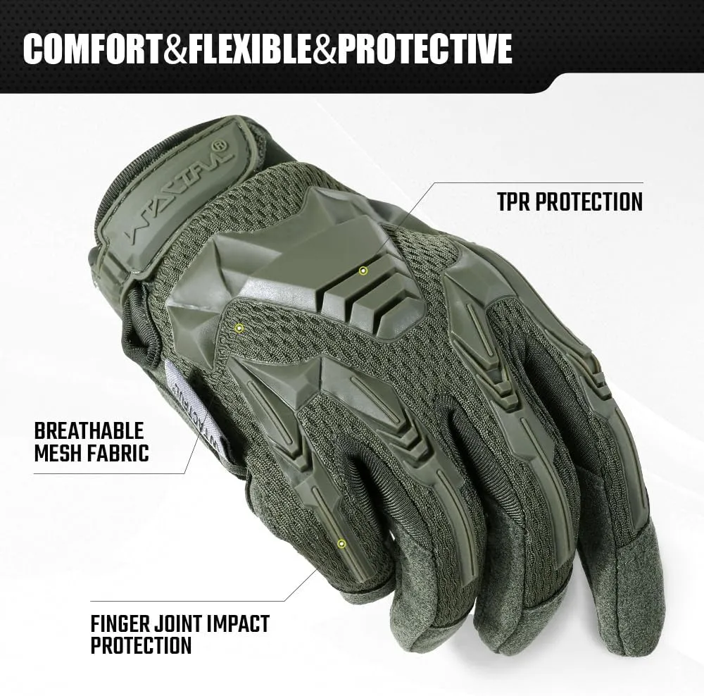 WTACTFUL Rubber Guard Tactical Gloves for Men, Breathable Comfort, Touchscreen Capable & Perfect for Outdoor Activities!
