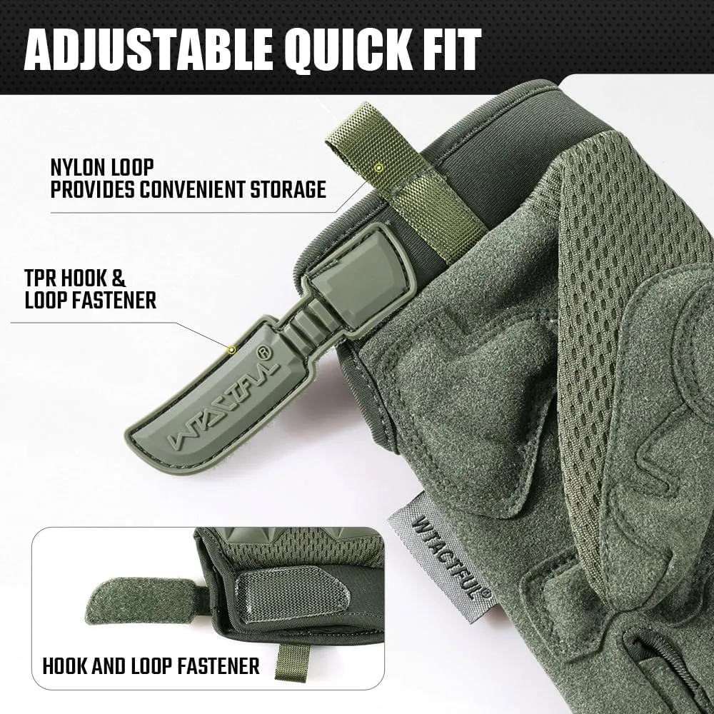 WTACTFUL Rubber Guard Tactical Gloves for Men, Breathable Comfort, Touchscreen Capable & Perfect for Outdoor Activities!
