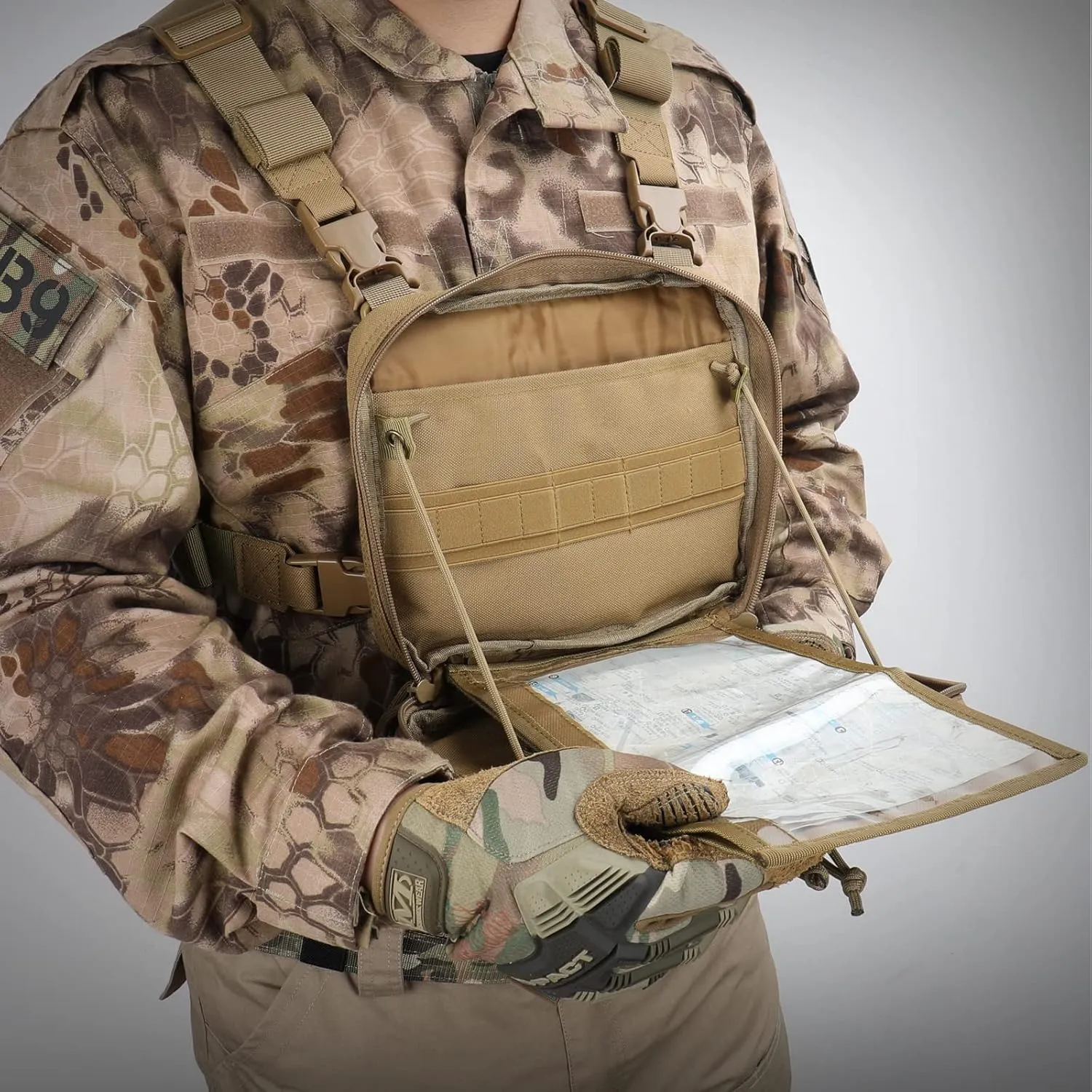 WYNEX Tactical Large Admin Pouch of Double Layer Design, Molle EDC EMT Utility Pouch with Map Sleeve Modular Tool Pouch Large Capacity Flag Patch Included