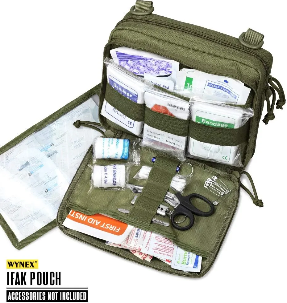 WYNEX Tactical Molle Admin Pouch of Laser Cut Design, Utility Pouches Molle Attachment Military Medical EMT Organizer with Map Pocket EDC EMT Pack IFAK Tool Holder Universal U.S.A Patch Included
