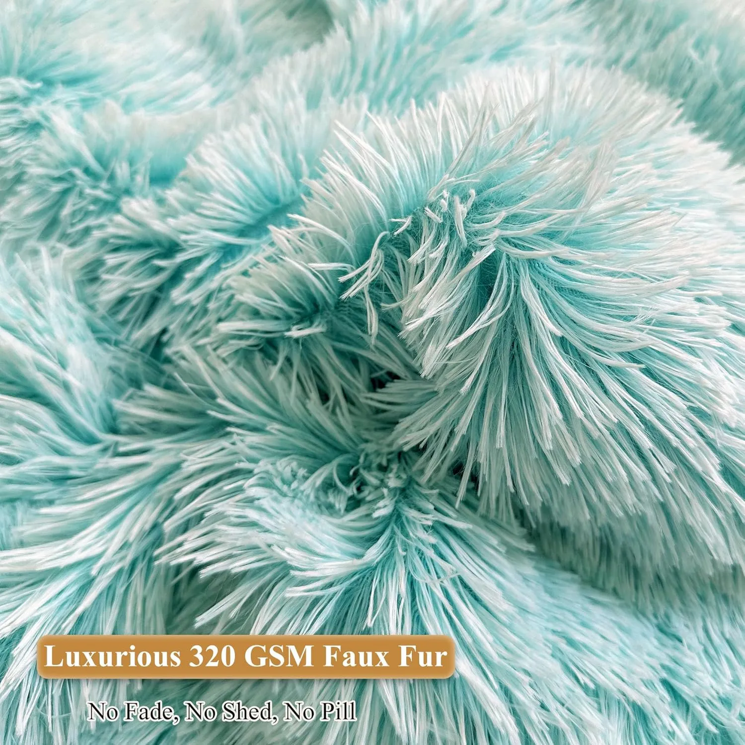 XeGe Kids Fluffy Faux Fur Bean Bag Chair Cover (No Filler), Soft Furry Stuffed Animal Storage Bean Bag Cover for Plush Toys, Shaggy Fuzzy Beanbag for Kids Teens Girls Adults, Anti-Slip, Aqua Ombre