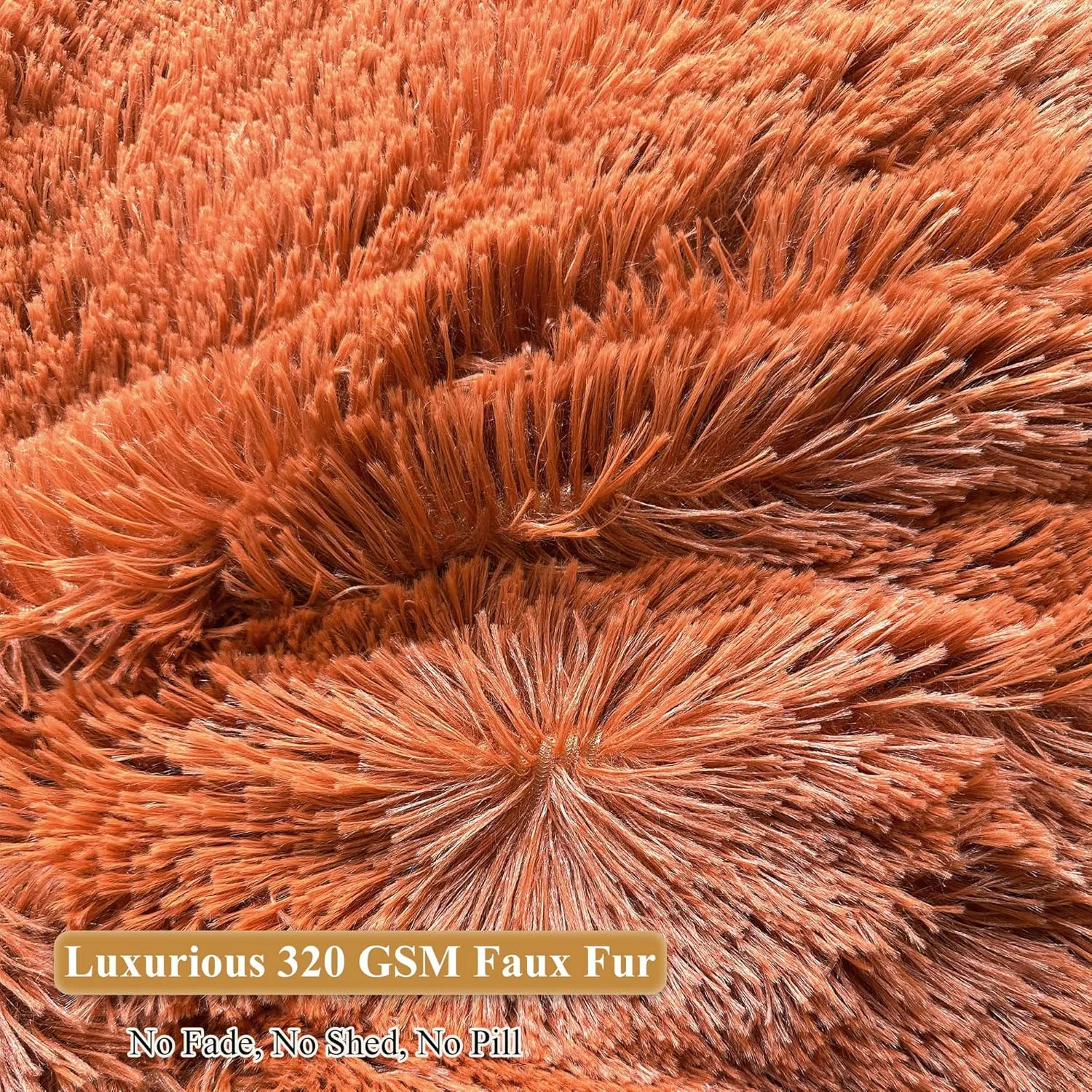 XeGe Kids Fluffy Faux Fur Bean Bag Chair Cover (No Filler), Soft Furry Stuffed Animal Storage Bean Bag Cover Home Decoration, Shaggy Fuzzy Beanbag for Kids Teens Girls, Anti-Slip, Burnt Orange