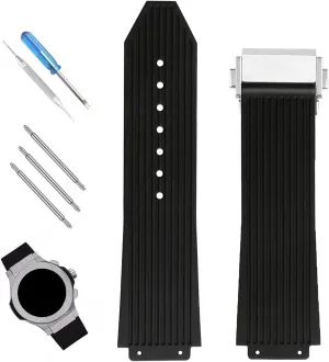 XIW Compatible for 19mm× 25mm× 22mm Hublot Big Bang Rubber Watch Band With Stainless Steel Buckle Replacement for men Silicone Wirstband Strap women Bracelet
