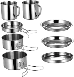 Yardwe 1 Set Camping Cookware Set Portable Pot Pan Kit Outdoor Cooking Supplies