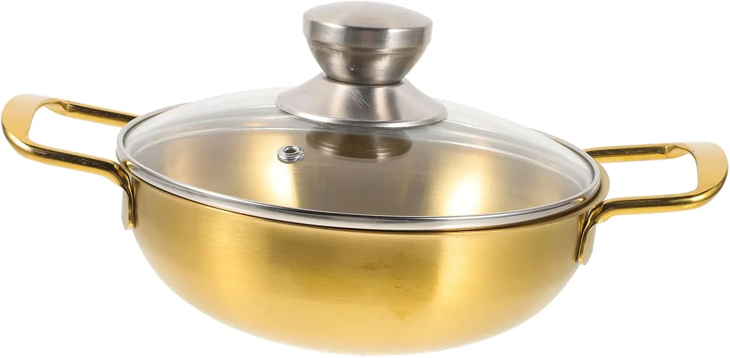 YARNOW Mini Hot Pot Black Serving Pasta Pans Stock Pot Wok Boiling Sink Strainer Small Stockpot for Cooking