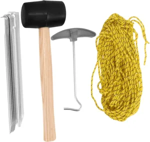 YARNOW Tent Setup Tools 8pc Kit Stakes Camping Hammer and Rope Made for Quick and Efficient Tent Assembly