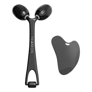 Yeamon Gua Sha Facial Tools and Face Roller Set, Facial Massage Tool for Women’s Skincare Routine,Cooling Stainless Steel Face Sculpting Eyes Roller Guasha for Daily Use or Self-Care Gift for Women