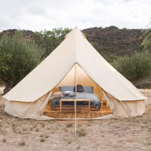 Yurt Bell Tent Large Camping Tent 5-8 Persons Outdoor Indian Bell Tent Family Tents for Family Self-Driving Travel Hiking Made from Breathable Cotton Canva