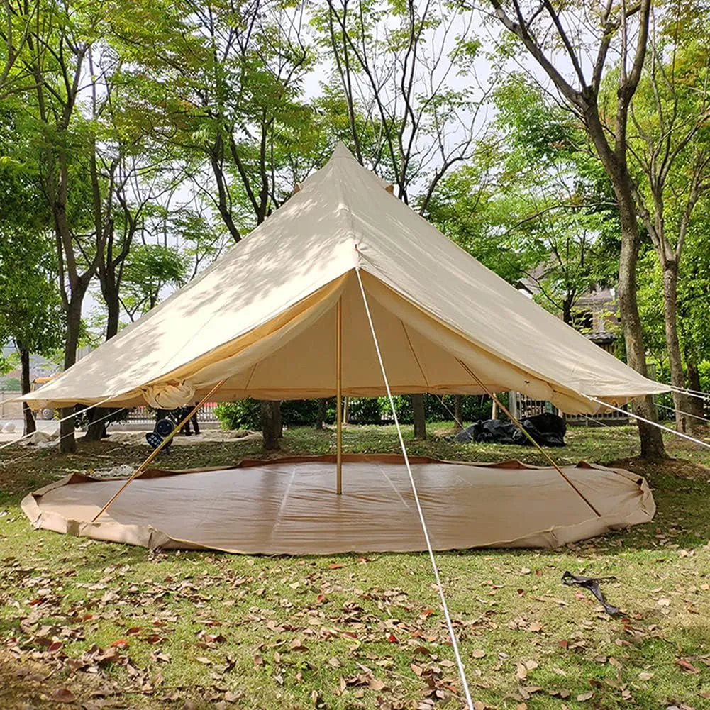 Yurt Bell Tent Large Camping Tent 5-8 Persons Outdoor Indian Bell Tent Family Tents for Family Self-Driving Travel Hiking Made from Breathable Cotton Canva