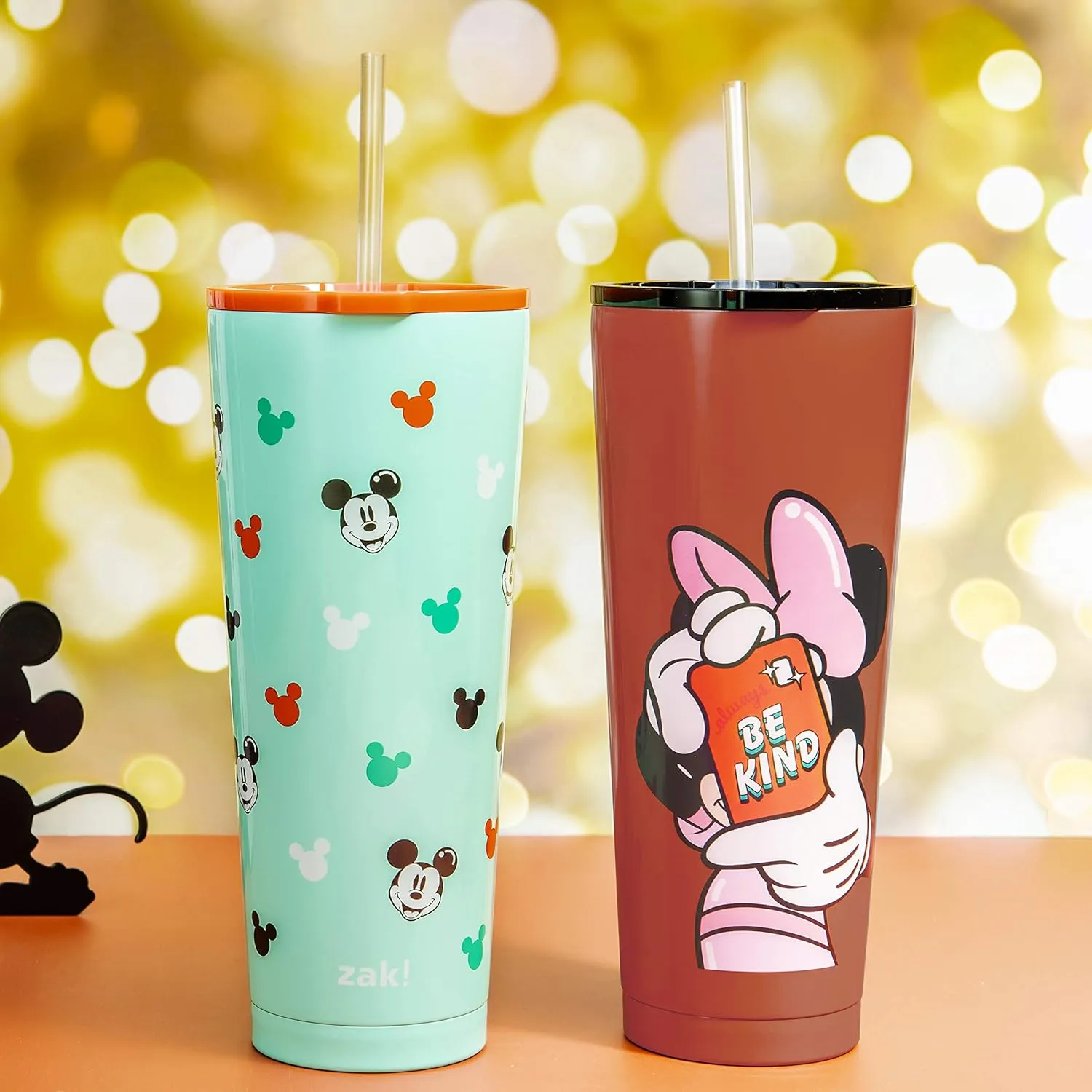 Zak Designs Disney Minnie Mouse Vacuum Insulated Stainless Steel Travel Tumbler with Splash-Proof Lid, Includes Reusable Plastic Straw and Fits in Car Cup Holders (18/8 SS, 25 oz, Sure Thing)