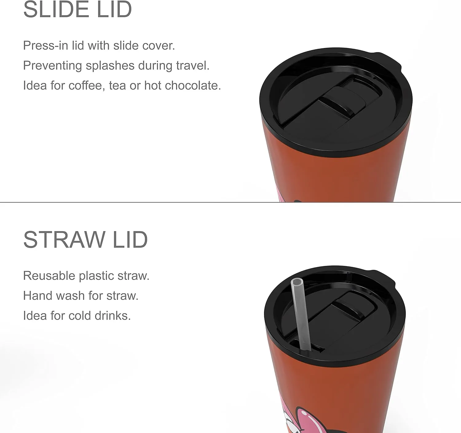 Zak Designs Disney Minnie Mouse Vacuum Insulated Stainless Steel Travel Tumbler with Splash-Proof Lid, Includes Reusable Plastic Straw and Fits in Car Cup Holders (18/8 SS, 25 oz, Sure Thing)