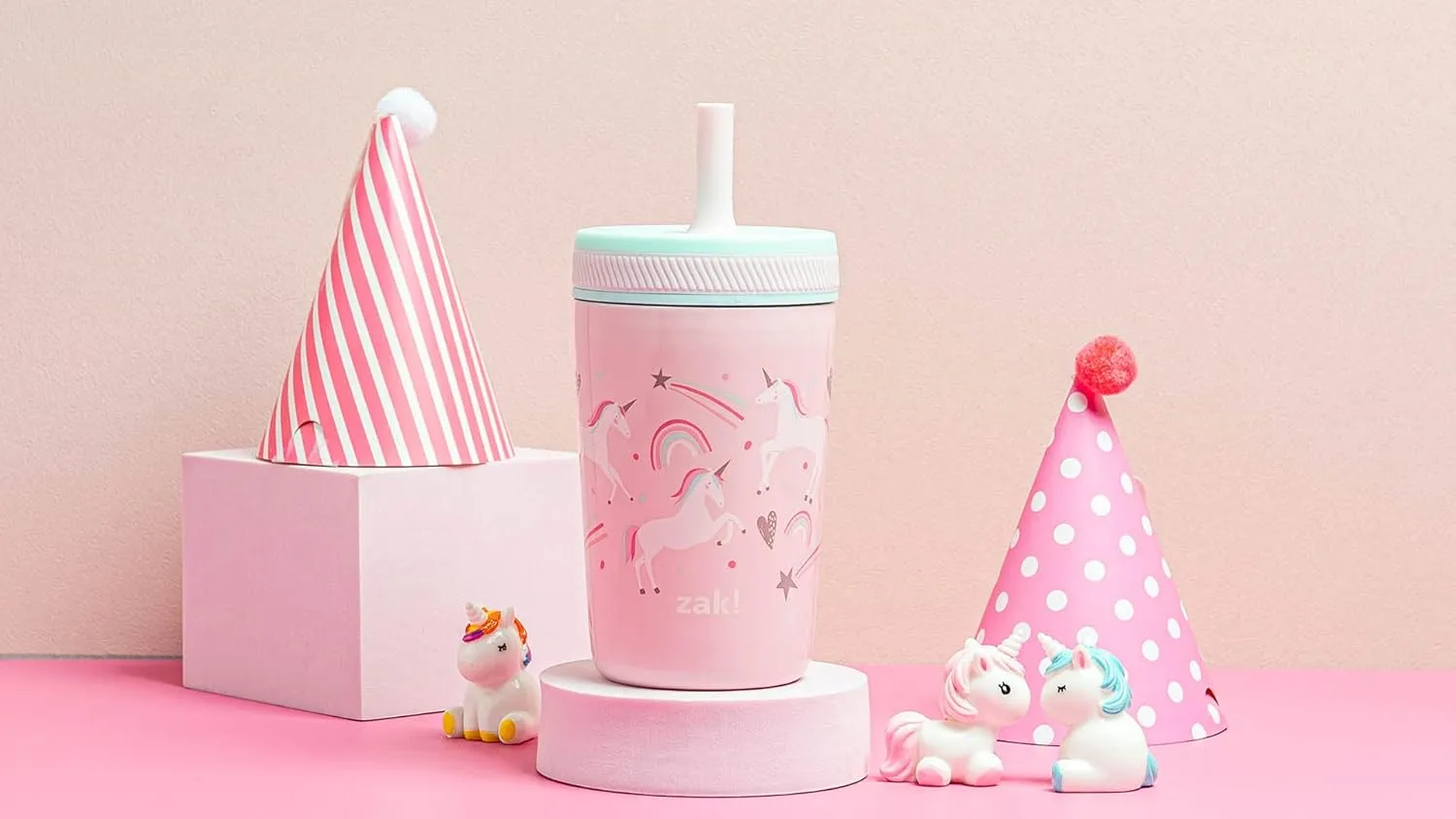 Zak Designs Kelso Toddler Cups For Travel or At Home, 12oz Vacuum Insulated Stainless Steel Sippy Cup With Leak-Proof Design is Perfect For Kids (Fanciful Unicorn)