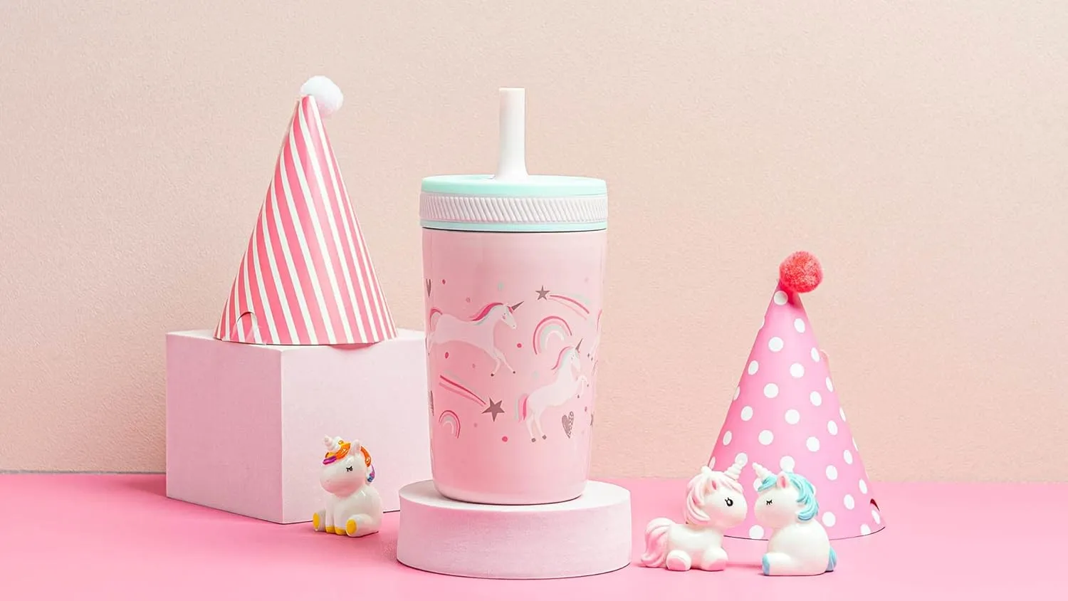 Zak Designs Kelso Toddler Cups For Travel or At Home, 12oz Vacuum Insulated Stainless Steel Sippy Cup With Leak-Proof Design is Perfect For Kids (Fanciful Unicorn)