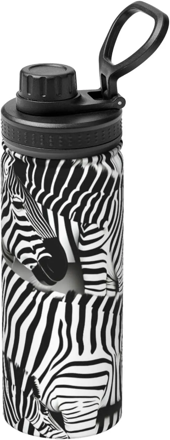 Zebra Sports Insulated Water Bottle - Premium 18 oz. Stainless Steel Hydration Bottle for Outdoor Enthusiasts