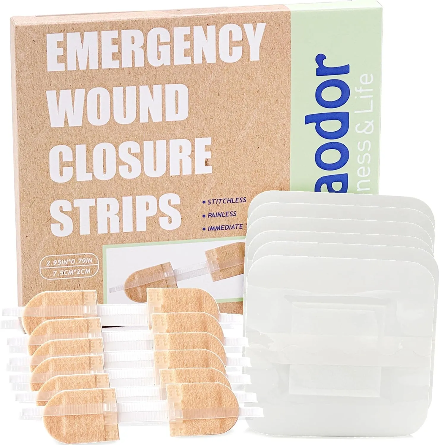 Zipstitch Emergency Wound Closure Device - FSA/HSA Eligible - Huaodor 6pk Laceration Closure Kit | Butterfly Strips Without Suture | Easy to Use