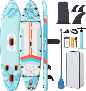 ZLX 11'6" Extra Wide Inflatable Stand Up Paddle Board SUP, Stable Non-Slip Deck Pad, Unique Fin System and Premium iSUP Accessories - Portable Backpack & Upgraded Pump for Adults, All Skill Levels