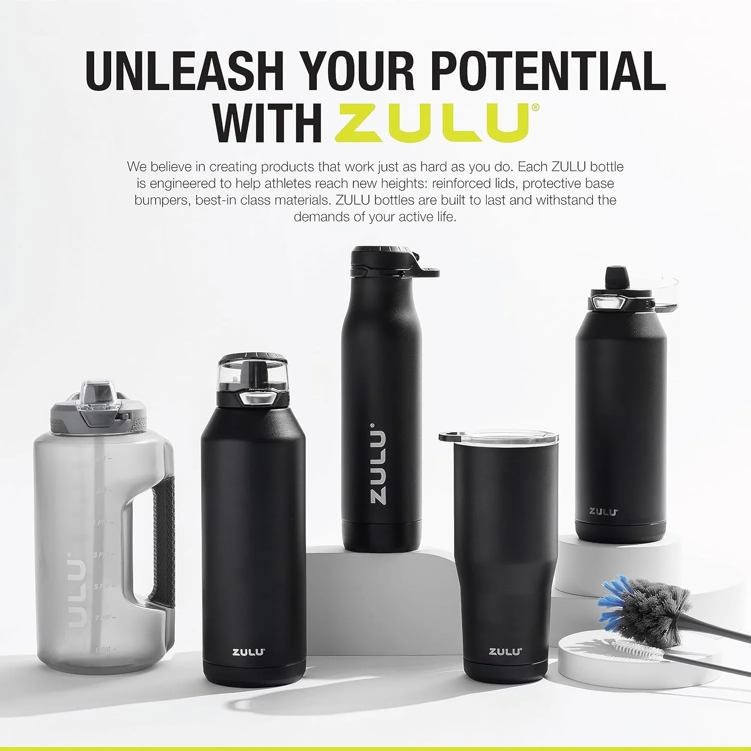 ZULU Base 18oz Kids Stainless Steel Water Bottle with 3 Lids- Straw, Chug, Twist | Double Walled and Vacuum Insulated Metal Thermos | Fits Car Cupholder, Built in Carry Loop, Dishwasher Safe, Navy