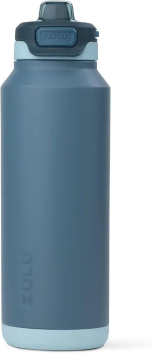 ZULU Powerfill Pro 40oz Stainless Steel Water Bottle with Quick Fill Lid, Triple Walled Vacuum Insulated Metal, Leak Proof Locking Lid, Sip and Chug, Reusable BPA Free, High Tide