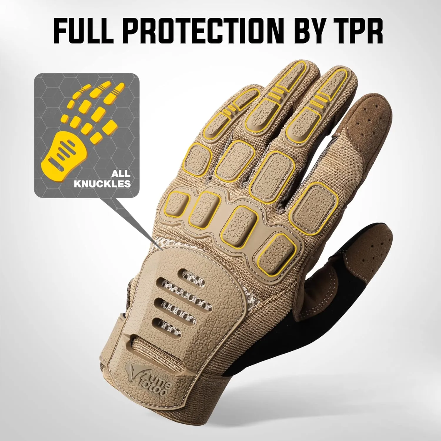 ZUNE LOTOO Touchscreen Tactical Gloves Men with TPR Finger Impact Protection & Palm Padded for Motorcycle Airsoft Paintball Range Work