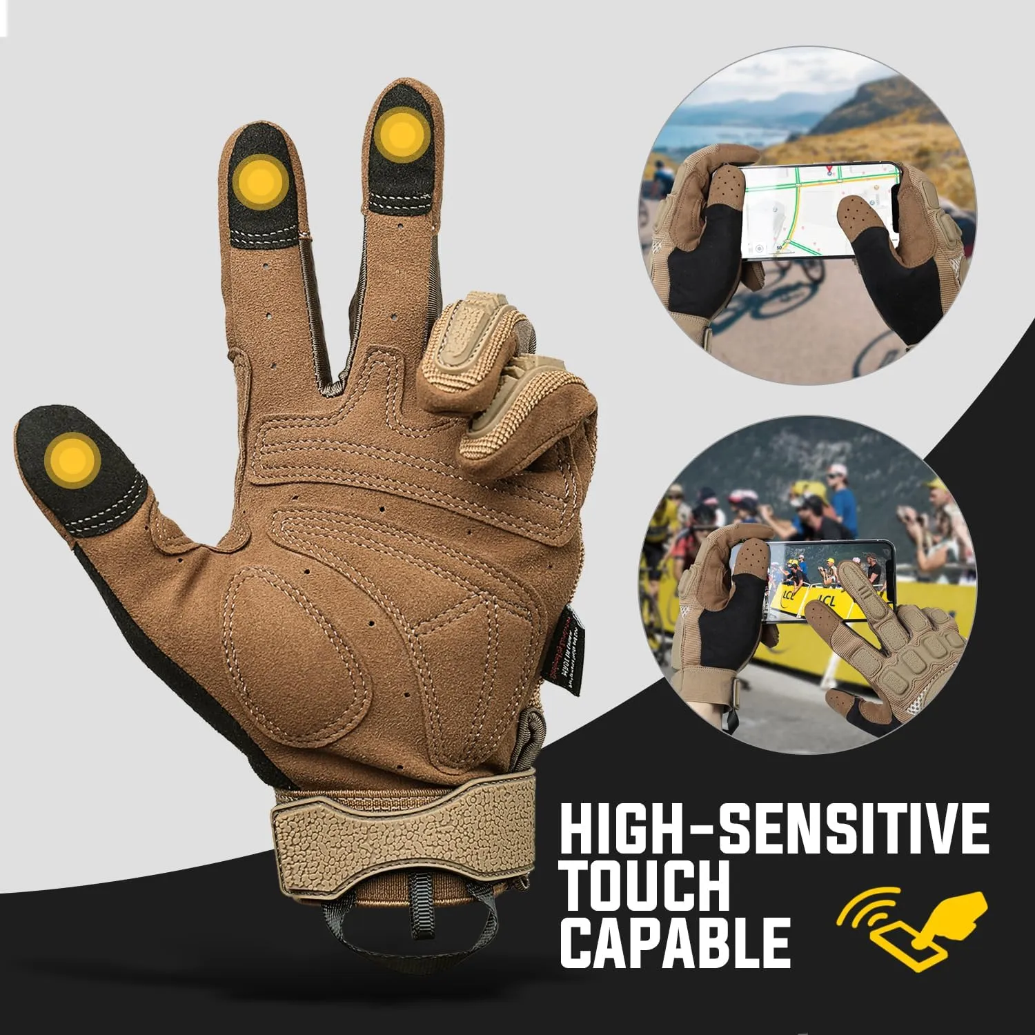 ZUNE LOTOO Touchscreen Tactical Gloves Men with TPR Finger Impact Protection & Palm Padded for Motorcycle Airsoft Paintball Range Work