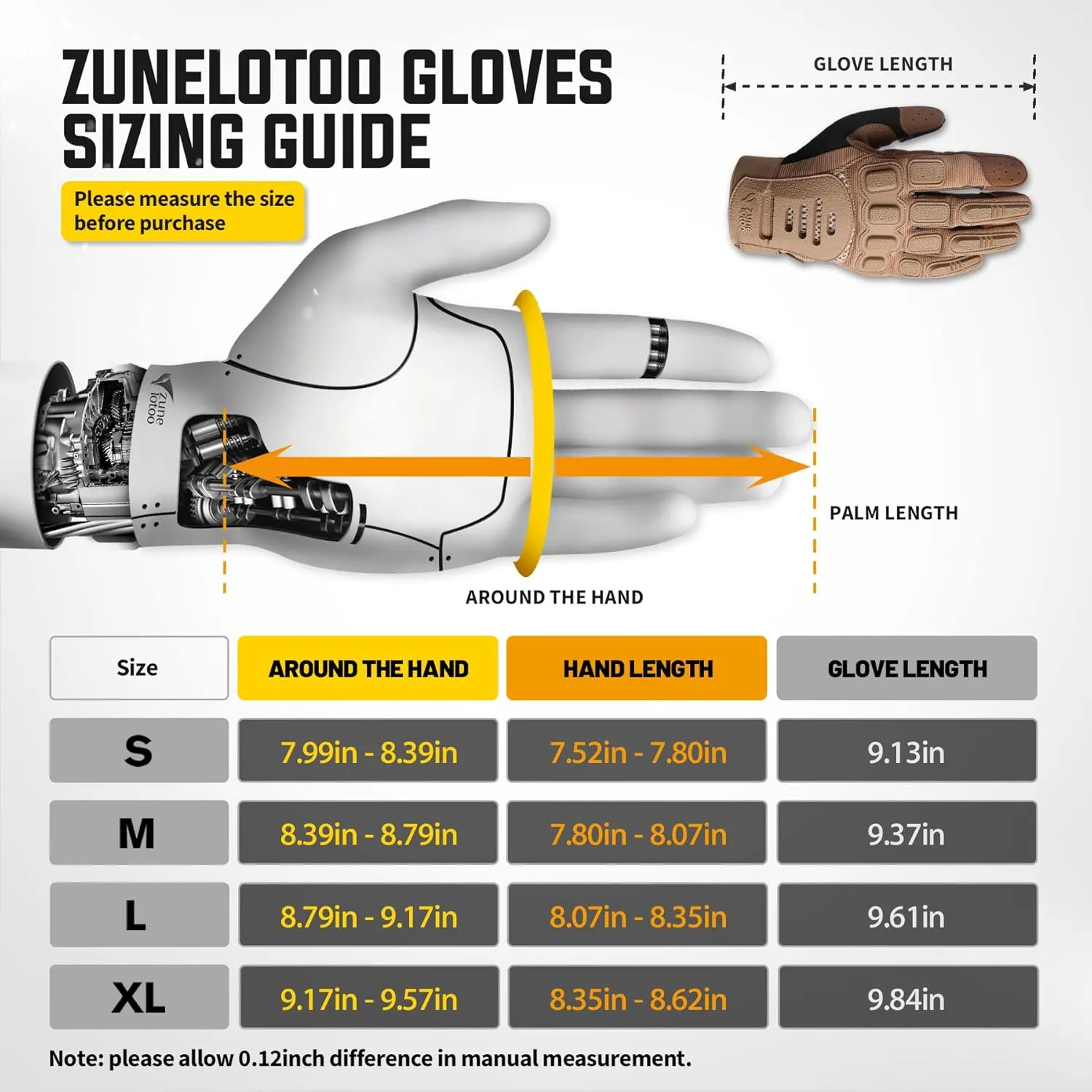 ZUNE LOTOO Touchscreen Tactical Gloves Men with TPR Finger Impact Protection & Palm Padded for Motorcycle Airsoft Paintball Range Work