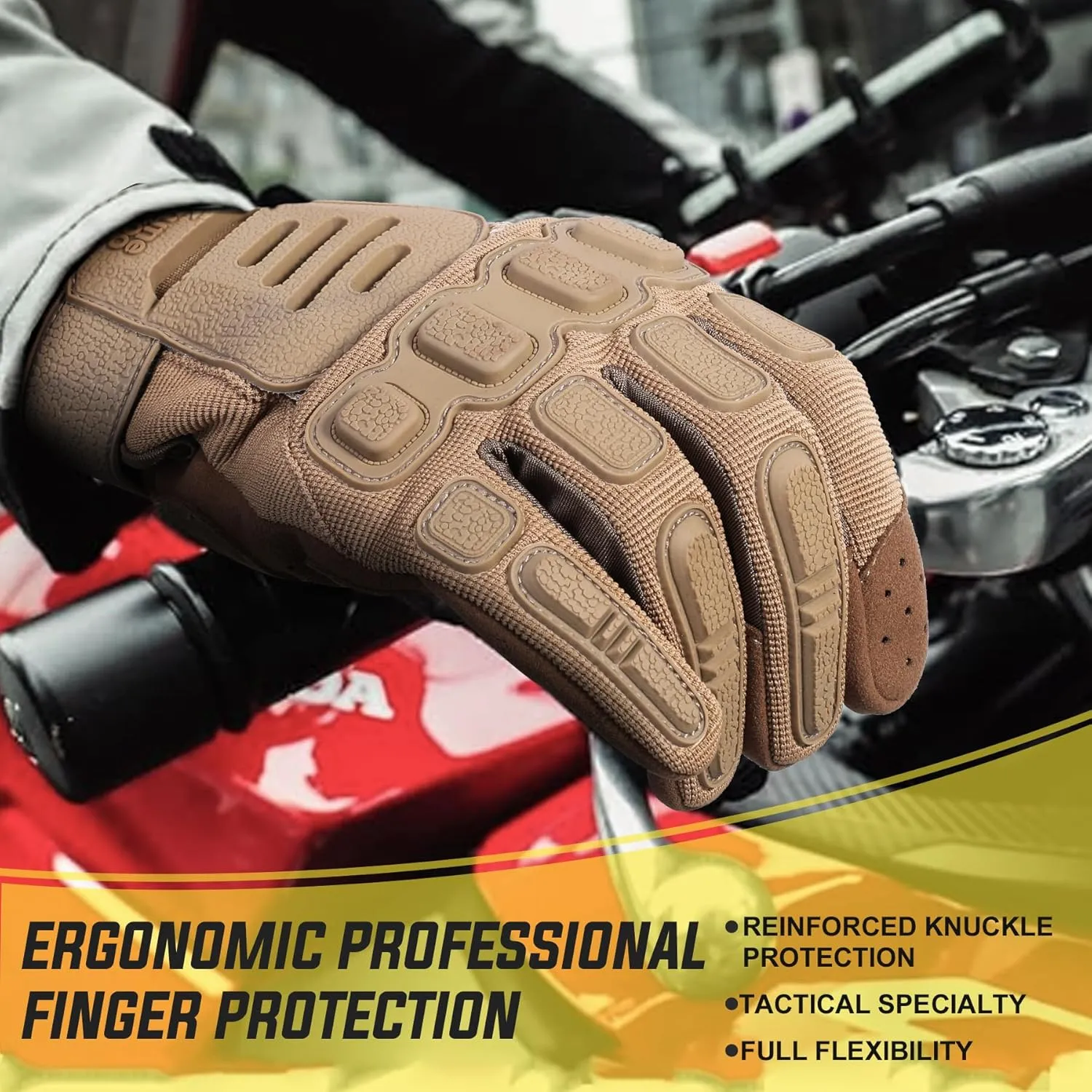 ZUNE LOTOO Touchscreen Tactical Gloves Men with TPR Finger Impact Protection & Palm Padded for Motorcycle Airsoft Paintball Range Work