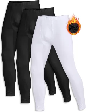 ZUTY 3 Pack Men's Thermal Underwear Bottom Fleece Lined Pant Long Johns Leggings for Men Base Layer for Cold Weather